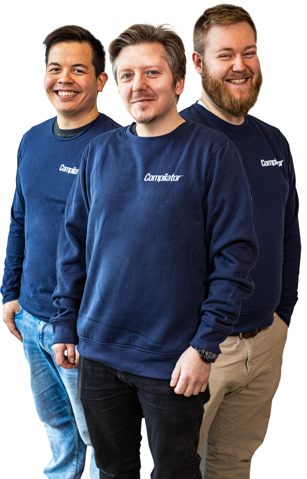 Robin, Jacob och Jussi på Compilator Support